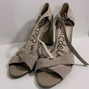 Sam Edelman Orlane Taupe Suede Strappy Heels